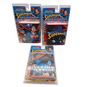 Lot of 3 sets of NIP Peel And Stick Superman Border 5” X 15’